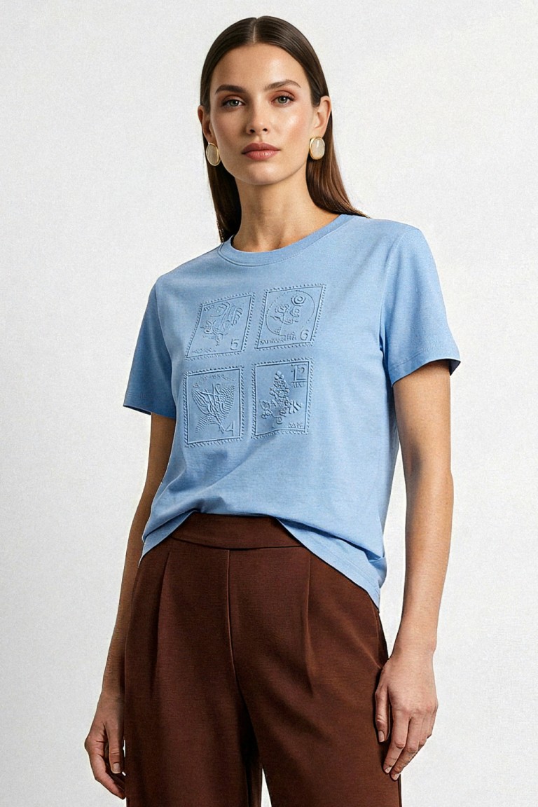 T shirt ricamo geometrico