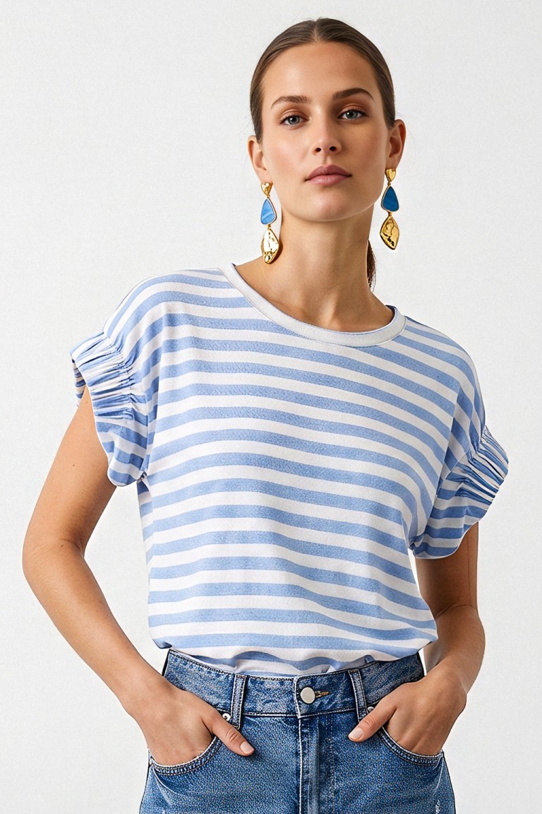 Top righe lurex maniche...