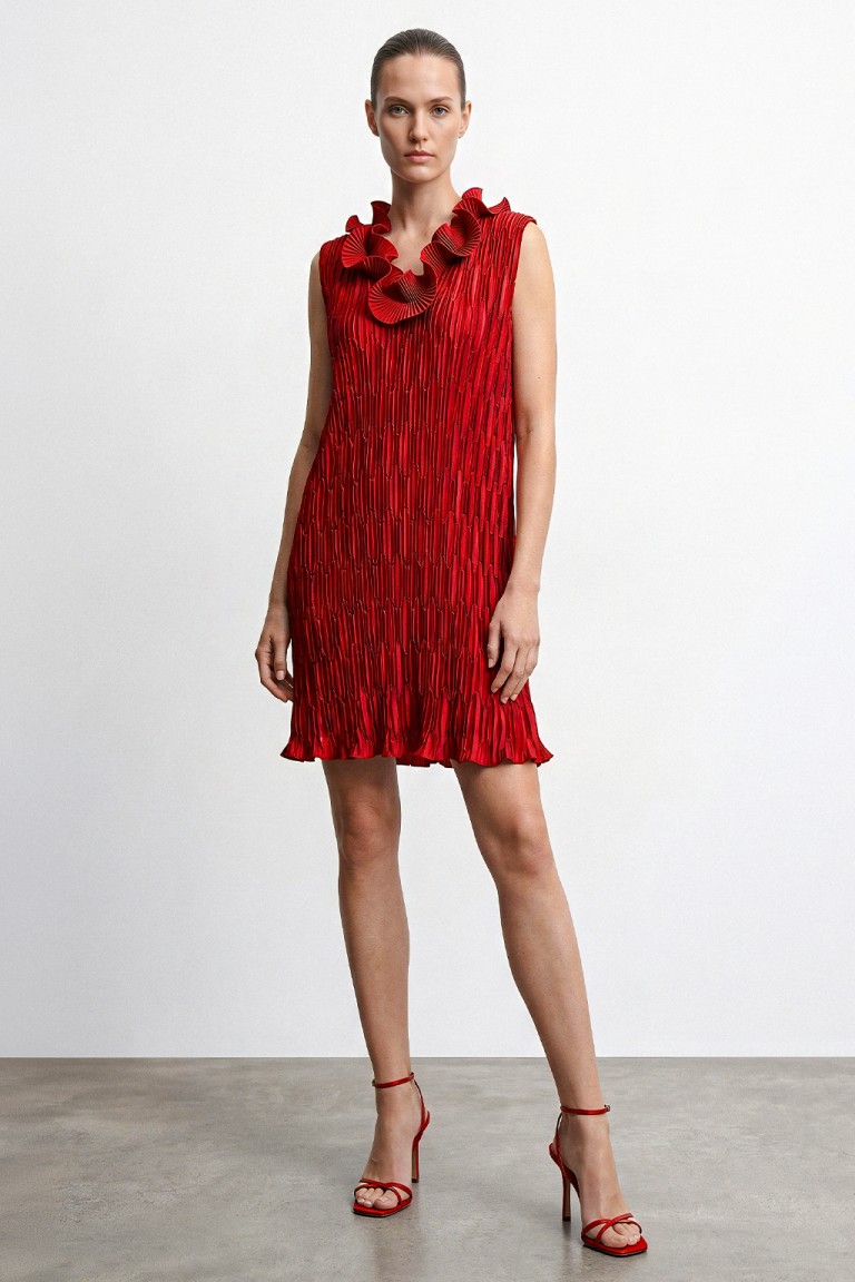 Abito satin con rouches