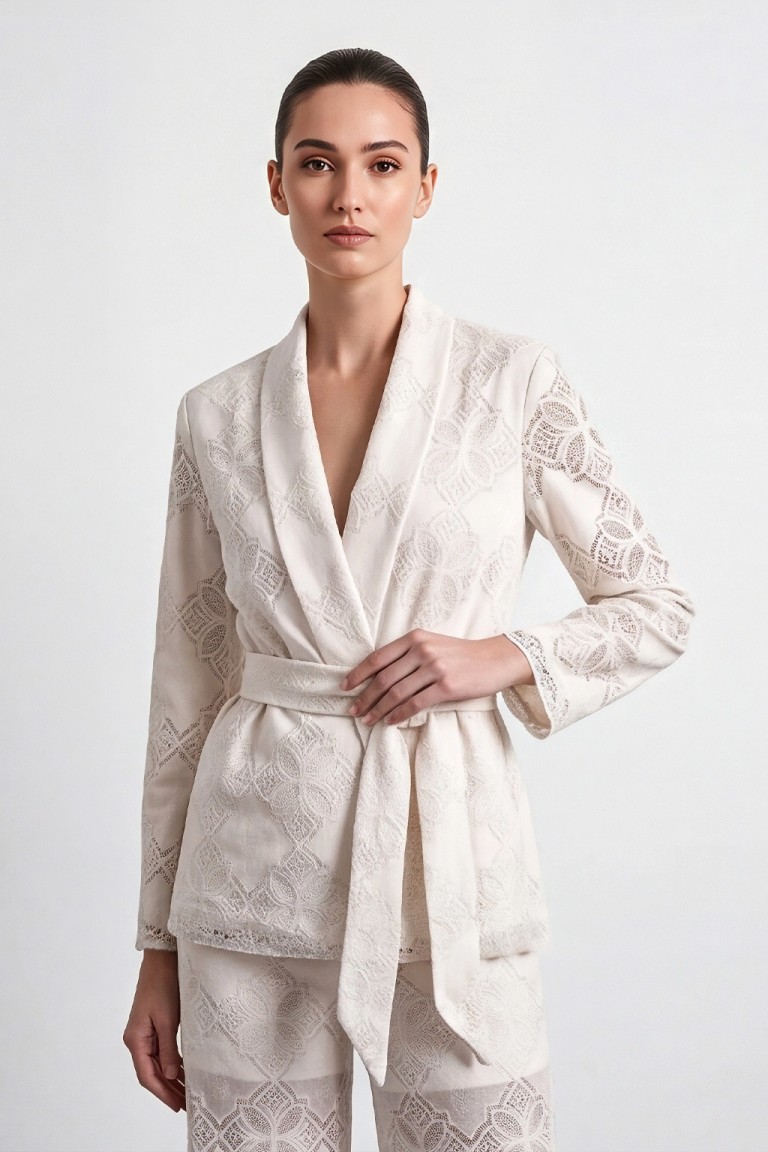 Giacca macrame' con cintura