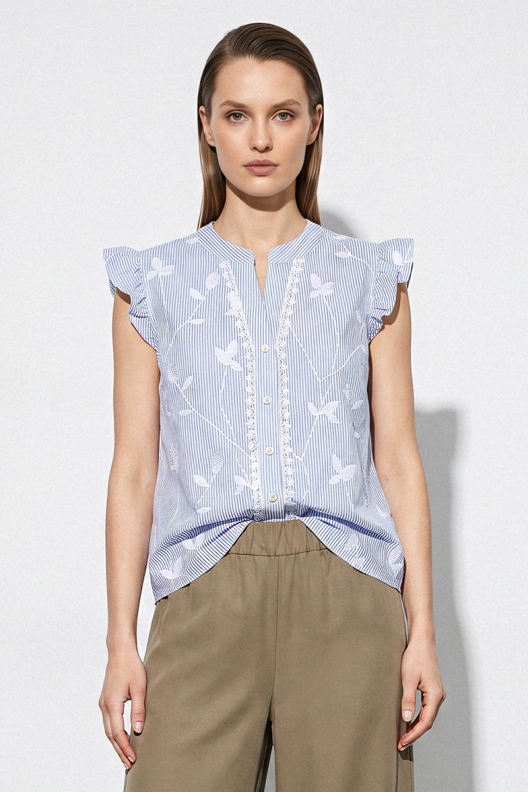 Blusa smanicata righe con...