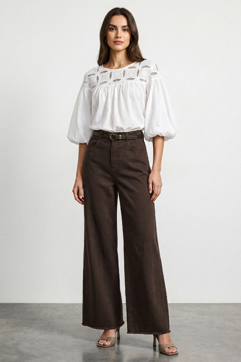 Pantalone cotone con cintura