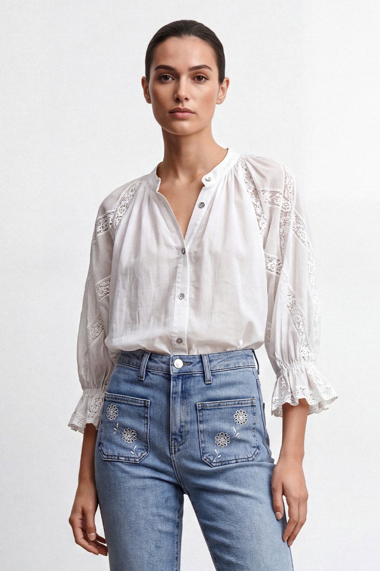 Camicia maniche ricamate