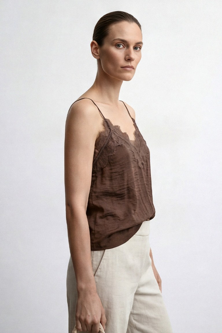 Top lingerie in misto lino