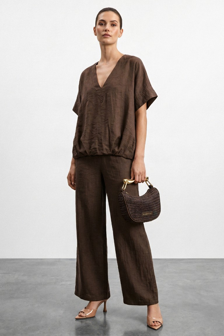 Pantalone palazzo misto lino
