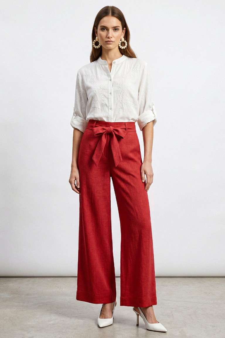 Pantaloni con cintura a fascia