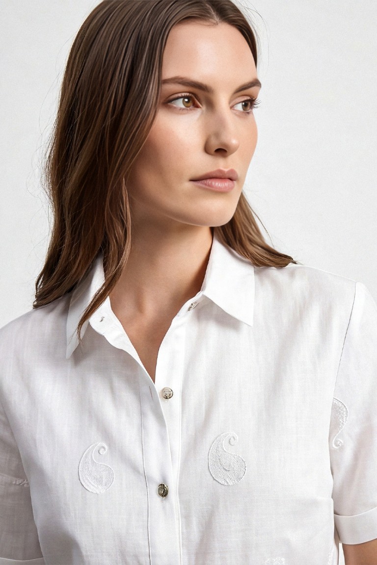 Camicia inserti pizzo e ricami