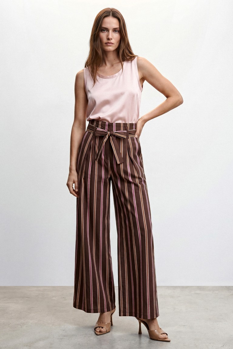 Pantaloni righe con fiocco
