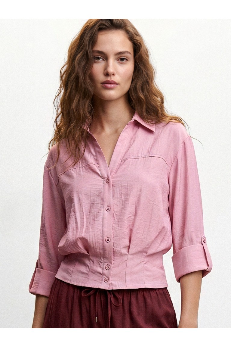 Camicia cropped tessuto...