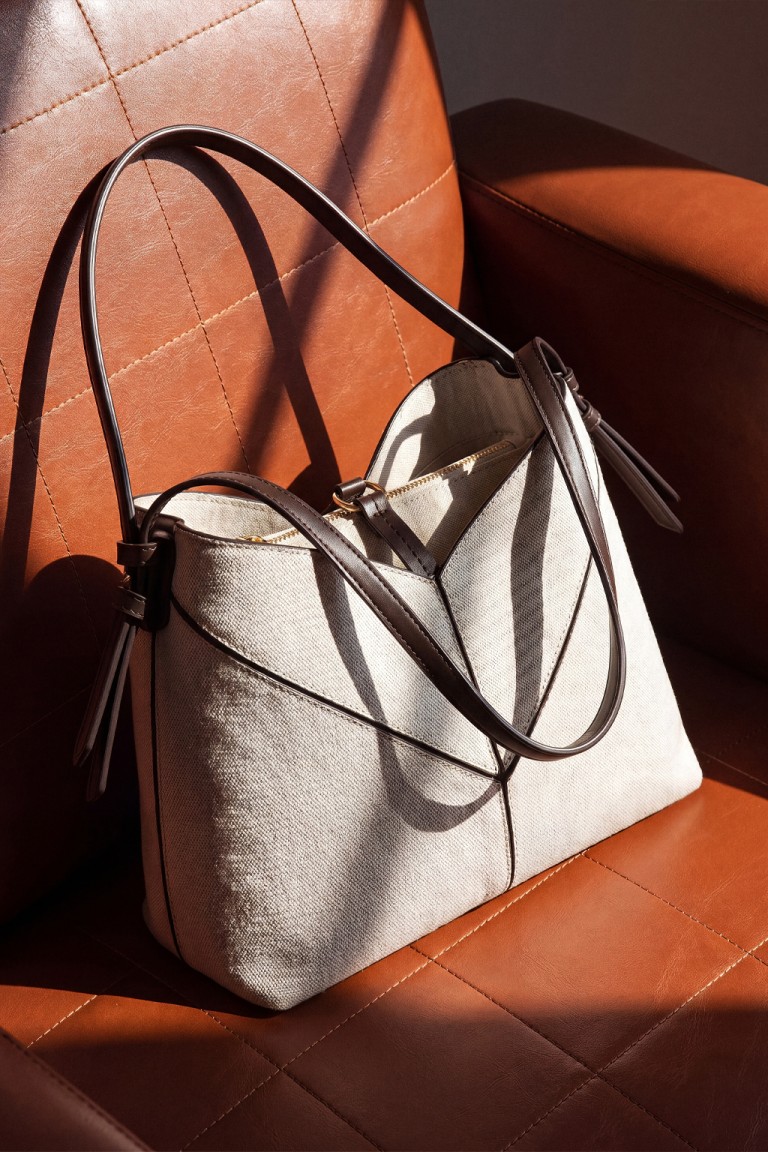 Borsa manici a contrasto