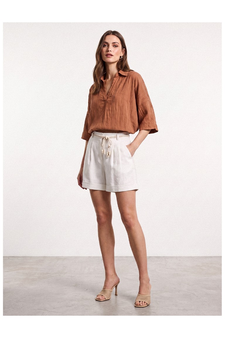 Blusa polo over in viscosa