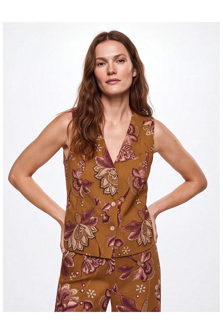 Gilet stampa floreale retro'