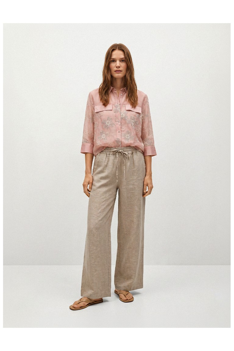 Pantaloni lino con coulisse