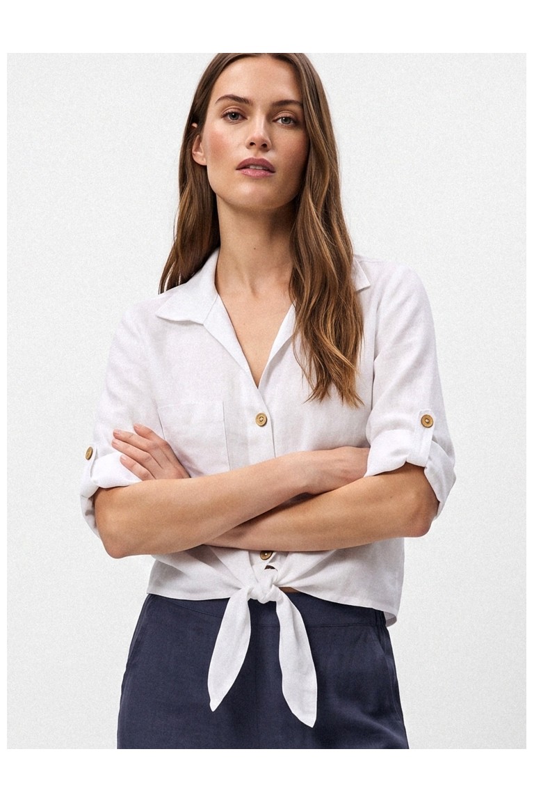 Camicia lino con fiocco