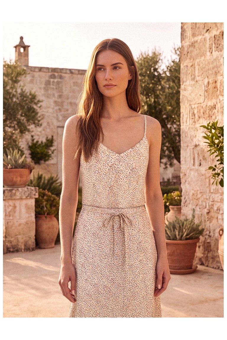 Top scollo V fantasia Confetti